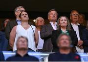 4 June 2024; FAI head of women and girls’ football Hannah Dingley, left, and FAI board member Laura Finnegan O'Halloran before the 2025 UEFA Women's European Championship qualifying match between Sweden and Republic of Ireland at Friends Arena in Stockholm, Sweden. Photo by Stephen McCarthy/Sportsfile