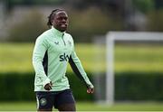 6 June 2024; Michael Obafemi during a Republic of Ireland training session at the FAI National Training Centre in Abbotstown, Dublin. Photo by Seb Daly/Sportsfile