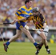 31 July 2004; JJ Delaney, Kilkenny, in action against Barry Murphy, Clare. Guinness All-Ireland Hurling Championship Quarter Final Replay, Clare v Kilkenny, Semple Stadium, Thurles, Co. Tipperary. Picture credit; Brendan Moran / SPORTSFILE