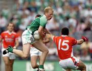 7 August 2004; Liam McBarron, Fermanagh, in action against Diarmuid Marsden, Armagh. Bank of Ireland All-Ireland Senior Football Championship Quarter Final, Armagh v Fermanagh, Croke Park, Dublin. Picture credit; Pat Murphy / SPORTSFILE