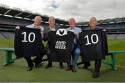 19 September 2013; Highlighting the message that Age-related Macular Degeneration (AMD) affects 1 in 10 Irish people over the age of 50, noted sporting personalities, most of whom have played a ‘number 10’ position across a range of sports, came together to launch AMD Awareness Week at Croke Park Stadium. AMD Awareness Week runs from 23rd- 29th of September to promote early detection of the signs of the eye condition AMD, the most common cause of registered blindness in Ireland. For further information visit www.amd.ie. Pictured are former Dublin footballer Barney Rock, left, Dr. David Hickey, Dublin GAA selector, former Bohemian FC player Turlough O'Connor and former Irish rugby player Tony Ward, right. Croke Park, Dublin. Picture credit: Barry Cregg / SPORTSFILE