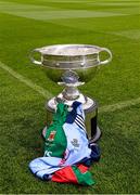 20 September 2013; The Sam Maguire cup with Dublin and Mayo jerseys ahead of the GAA Football All-Ireland Senior Championship Final between Dublin and Mayo on Sunday. Croke Park, Dublin. Picture credit: Ray McManus / SPORTSFILE