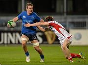20 September 2013; Michael Triggs, Leinster, is tackled by Paddy Colhoun, Ulster. Under 20 Interprovincial, Leinster v Ulster, Donnybrook Stadium, Donnybrook, Dublin. Picture credit: Matt Browne / SPORTSFILE
