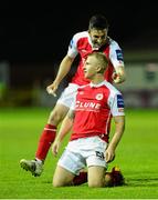 20 September 2013; Daryl Kavanagh, St Patrick’s Athletic, is congratulated by team-mate Killian Brennan, after scoring his side's second goal. Airtricity League Premier Division, St. Patrick’s Athletic v Dundalk, Richmond Park, Dublin. Photo by Sportsfile