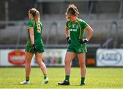 8 June 2024; Emma Duggan of Meath, right, reacts after her side's defeat in the TG4 All-Ireland Ladies Senior Football Championship Round 1 match between Armagh and Meath at BOX-IT Athletic Grounds in Armagh. Photo by Tyler Miller/Sportsfile
