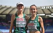 9 June 2024; Emily Haggard Kearney, left, and Shona Heaslip of Ireland after competing in the women's half marathon during day three of the 2024 European Athletics Championships at the Stadio Olimpico in Rome, Italy. Photo by Sam Barnes/Sportsfile
