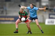 9 June 2024; Fiona McHale of Mayo in action against Hannah Tyrrell of Dublin during the TG4 All-Ireland Ladies Football Senior Championship Round 1 match between Dublin and Mayo at Parnell Park in Dublin. Photo by Seb Daly/Sportsfile