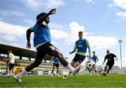 10 June 2024; Michael Obafemi, left, and Jake O'Brien during a Republic of Ireland training session at Estádio de São Miguel in Gondomar, Portugal. Photo by Stephen McCarthy/Sportsfile