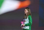 10 June 2024; Ciara Mageean of Ireland celebrates with her gold medal on the podium after winning the Women's 1500m final during day four of the 2024 European Athletics Championships at the Stadio Olimpico in Rome, Italy. Photo by Sam Barnes/Sportsfile