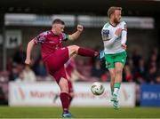 13 June 2024; Jason Abbott of Cobh Ramblers in action against Jack Doherty of Cork City during the SSE Airtricity Men's First Division match between Cork City and Cobh Ramblers at Turner's Cross in Cork. Photo by Michael P Ryan/Sportsfile