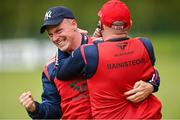 15 June 2024; Cork manager Shane Ronayne, right, celebrates with selector Tomás Mac a' tSaoir after the TG4 All-Ireland Ladies Football Senior Championship Round 2 match between Cork and Galway at MTU Cork in Cork. Photo by David Fitzgerald/Sportsfile