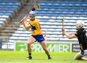 16 June 2024; Paul Rodgers of Clare scores the second goal past Kilkenny goalkeeper Jake O'Doherty during the Electric Ireland GAA Hurling All-Ireland Minor Hurling Championship Semi-Final match between Kilkenny and Clare at FBD Semple Stadium in Thurles, Tipperary. Photo by Matt Browne/Sportsfile