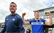 16 June 2024; Mikie Dempsey, left, and Niall Dunne of Laois during the Tailteann Cup quarter-final match between Kildare at Laois at Glenisk O'Connor Park in Tullamore, Offaly. Photo by Stephen Marken/Sportsfile