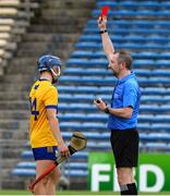 16 June 2024; Paul Rodgers of Clare is sent off by referee Colum Cunning during the Electric Ireland GAA Hurling All-Ireland Minor Hurling Championship Semi-Final match between Kilkenny and Clare at FBD Semple Stadium in Thurles, Tipperary. Photo by Matt Browne/Sportsfile