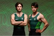 19 June 2024; Paul O’Donovan, left, and Fintan McCarthy during the Rowing Team Ireland Paris 2024 team announcement at the National Rowing Centre in Cork. Photo by Ramsey Cardy/Sportsfile