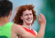 22 June 2024; Conor Penney of Calasanctius College Oranmore, representing Connacht, celebrates after finishing second in the Boys 200m hurdles during the 123.ie Tailteann Interprovincial Games at Morton Stadium in Santry, Dublin. Photo by Tyler Miller/Sportsfile