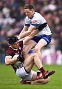 22 June 2024; Liam Silke of Galway is tackled by Conor McManus of Monaghan during the GAA Football All-Ireland Senior Championship preliminary quarter-final match between Galway and Monaghan at Pearse Stadium in Galway. Photo by Piaras Ó Mídheach/Sportsfile