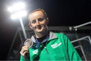 22 June 2024; Danielle Hill of Ireland with her silver medal after the Women's 50m Freestyle final during day six of the 2024 European Aquatics Championships at Belgrade, Serbia. Photo by Nikola Krstic/Sportsfile
