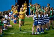 23 June 2024; Niamh McLaughlin of Donegal leads her side out before the TG4 All-Ireland Ladies Football Senior Championship Round 3 match between Waterford and Donegal at Walsh Park in Waterford. Photo by Seb Daly/Sportsfile