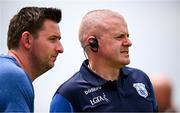 23 June 2024; Waterford manager Pat Sullivan, right, and Kevin Doogue during the TG4 All-Ireland Ladies Football Senior Championship Round 3 match between Waterford and Donegal at Walsh Park in Waterford. Photo by Seb Daly/Sportsfile