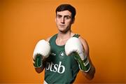 28 June 2024; Aidan Walsh during the Team Ireland Paris 2024 boxing team announcement at the Sport Ireland Institute in Dublin. Photo by Sam Barnes/Sportsfile