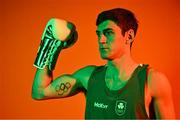 28 June 2024; Aidan Walsh during the Team Ireland Paris 2024 boxing team announcement at the Sport Ireland Institute in Dublin. Photo by Sam Barnes/Sportsfile