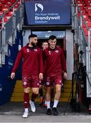 28 June 2024; Dave Webster, left, and Evan Weir of Drogheda United before the SSE Airtricity Men's Premier Division match between Derry City and Drogheda United at The Ryan McBride Brandywell Stadium in Derry. Photo by Ben McShane/Sportsfile