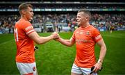 29 June 2024; Oisin O'Neill, left, and Aidan Nugent of Armagh after their side's victory in the GAA Football All-Ireland Senior Championship quarter-final match between Armagh and Roscommon at Croke Park in Dublin. Photo by Harry Murphy/Sportsfile