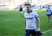 29 June 2024; Dublin goalkeeper Stephen Cluxton leaves the pitch following his side's defeat in the GAA Football All-Ireland Senior Championship quarter-final match between Dublin and Galway at Croke Park in Dublin. Photo by Stephen McCarthy/Sportsfile