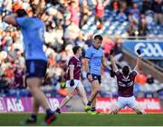 29 June 2024; Seán Bugler of Dublin dejected as Galway players celebrate their side's victory in the GAA Football All-Ireland Senior Championship quarter-final match between Dublin and Galway at Croke Park in Dublin. Photo by Shauna Clinton/Sportsfile