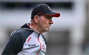 30 June 2024; Derry manager Mickey Harte reacts during the GAA Football All-Ireland Senior Championship quarter-final match between Kerry and Derry at Croke Park in Dublin. Photo by Ben McShane/Sportsfile