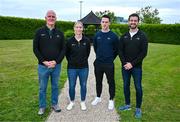 2 July 2024; Pictured at the GPA’s post AGM media briefing at the Radisson Blu, Dublin Airport, is, from left, Ciarán Barr, GPA COO, Cora Staunton, GPA Vice-President, Niall Morgan, GPA Co-Chair and Tom Parsons, GPA CEO. Photo by Ben McShane/Sportsfile