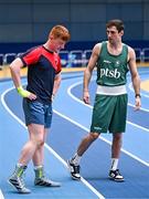 2 July 2024; Boxer Aidan Walsh, right, with Michael Kane from Monivea Boxing Club, Galway, during the Team Ireland Open Training Day ahead of the Paris 2024 Olympic Games at the National Indoor Arena on the Sport Ireland Campus in Dublin. Photo by Sam Barnes/Sportsfile