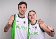 2 July 2024; Team Ireland Boxers Aidan Walsh and Michaela Walsh during the team day for the Paris 2024 Olympic Games at The Crowne Plaza Hotel in Blanchardstown, Dublin. Photo by David Fitzgerald/Sportsfile