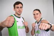 2 July 2024; Team Ireland Boxers Aidan Walsh and Michaela Walsh during the team day for the Paris 2024 Olympic Games at The Crowne Plaza Hotel in Blanchardstown, Dublin. Photo by David Fitzgerald/Sportsfile