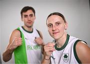 2 July 2024; Team Ireland Boxers Aidan Walsh and Michaela Walsh during the team day for the Paris 2024 Olympic Games at The Crowne Plaza Hotel in Blanchardstown, Dublin. Photo by David Fitzgerald/Sportsfile