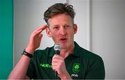 3 July 2024; Team Ireland Paris 2024 Chef de Mission Gavin Noble speaking during an Olympic Federation of Ireland and Sport Ireland media conference ahead of the Paris 2024 Olympic Games, at the Sport Ireland Institute on the Sport Ireland Campus in Dublin. Photo by Seb Daly/Sportsfile