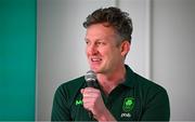 3 July 2024; Team Ireland Paris 2024 Chef de Mission Gavin Noble speaking during an Olympic Federation of Ireland and Sport Ireland media conference ahead of the Paris 2024 Olympic Games, at the Sport Ireland Institute on the Sport Ireland Campus in Dublin. Photo by Seb Daly/Sportsfile