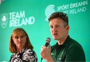 3 July 2024; Team Ireland Paris 2024 Chef de Mission Gavin Noble speaking during an Olympic Federation of Ireland and Sport Ireland media conference ahead of the Paris 2024 Olympic Games, at the Sport Ireland Institute on the Sport Ireland Campus in Dublin. Photo by Seb Daly/Sportsfile