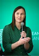 3 July 2024; Sport Ireland director of high performance Niamh O'Sullivan speaking during an Olympic Federation of Ireland and Sport Ireland media conference ahead of the Paris 2024 Olympic Games, at the Sport Ireland Institute on the Sport Ireland Campus in Dublin. Photo by Seb Daly/Sportsfile