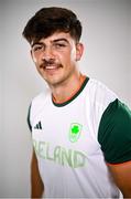 3 July 2024; Chay Mullins during the Team Ireland Paris 2024 team announcement for Rugby Sevens at the Crowne Plaza Hotel in Blanchardstown, Dublin. Photo by David Fitzgerald/Sportsfile