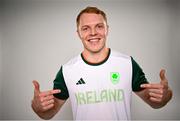 3 July 2024; Gavin Mullin during the Team Ireland Paris 2024 team announcement for Rugby Sevens at the Crowne Plaza Hotel in Blanchardstown, Dublin. Photo by David Fitzgerald/Sportsfile