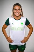 3 July 2024; Erin King during the Team Ireland Paris 2024 team announcement for Rugby Sevens at the Crowne Plaza Hotel in Blanchardstown, Dublin. Photo by David Fitzgerald/Sportsfile