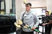 6 July 2024; Cian Galvin of Clare arrives for the GAA Hurling All-Ireland Senior Championship semi-final match between Kilkenny and Clare at Croke Park in Dublin. Photo by Stephen McCarthy/Sportsfile