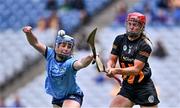 6 July 2024; Grace Walsh of Kilkenny passes under pressure from Aishling O'Neill of Dublin during the Glen Dimplex Senior All-Ireland Championship quarter-final match between Kilkenny and Dublin at Croke Park in Dublin. Photo by Piaras Ó Mídheach/Sportsfile