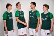 6 July 2024; Team Ireland players, from left, Jonny Lynch, Sean Murray, Matthew Nelson and Peter McKibbin during the Team Ireland Paris 2024 team announcement for Hockey at the Crowne Plaza Hotel in Blanchardstown, Dublin. Photo by David Fitzgerald/Sportsfile