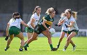 6 July 2024; Niamh Ní Chonchúir of Kerry in action against Meath players, from left, Kerrie Cole, Marion Farrelly and Aoibhín Cleary during the TG4 All-Ireland Ladies Football Senior Championship quarter-final match between Kerry and Meath at Austin Stack Park in Tralee, Kerry. Photo by Tyler Miller/Sportsfile