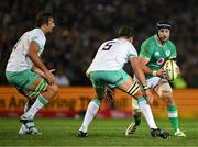 6 July 2024; Caelan Doris of Ireland in action against Eben Etzebeth and Franco Mostert of South Africa during the first test between South Africa and Ireland at Loftus Versfeld Stadium in Pretoria, South Africa. Photo by Brendan Moran/Sportsfile