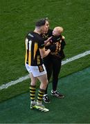 6 July 2024; TJ Reid of Kilkenny, with his daughter Harper Mary, and wife Niamh after the GAA Hurling All-Ireland Senior Championship semi-final match between Kilkenny and Clare at Croke Park in Dublin. Photo by Daire Brennan/Sportsfile