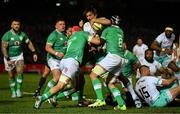 6 July 2024; Eben Etzebeth of South Africa is tackled by Josh van der Flier, left, and Caelan Doris of Ireland during the first test between South Africa and Ireland at Loftus Versfeld Stadium in Pretoria, South Africa. Photo by Brendan Moran/Sportsfile